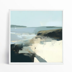 Abstract Blue Landscape Living Room Wall Art | Modern Home Decor