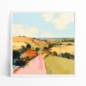 Sussex Abstract Landscape Warm Tones Living Room Wall Art | Earth Tones Decor