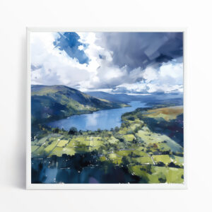 Lake District Impressionist Landscape Blue Green Living Room Art | Wall Decor Canvas Print
