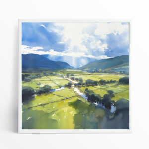 Lake District Impressionist Blue Green Living Room Wall Art | Canvas Print Home Decor