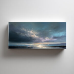 Sussex Beach Abstract Blue Living Room Wall Art | Coastal Canvas Home Decor - C