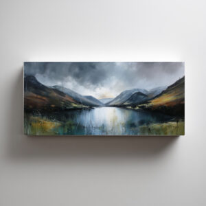 Brothers Water Moody Grey Tones Impressionist Living Room Wall Art | Elegant Landscape Canvas Print - C