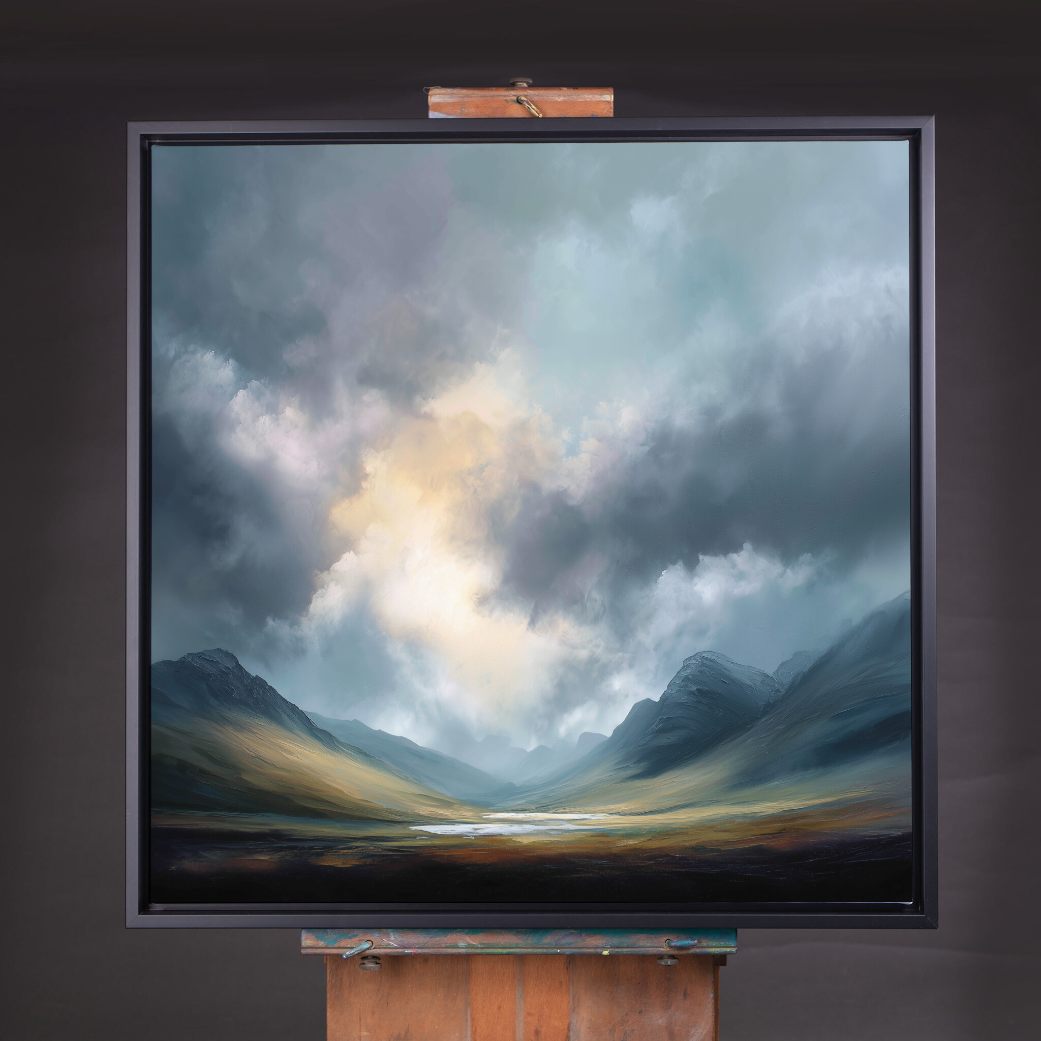 Mountains Abstract Blue Grey Bedroom Decor Wall Art | Modern Landscape Canvas Print - CBF