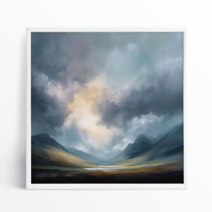 Mountains Abstract Blue Grey Bedroom Decor Wall Art | Modern Landscape Canvas Print - WFP