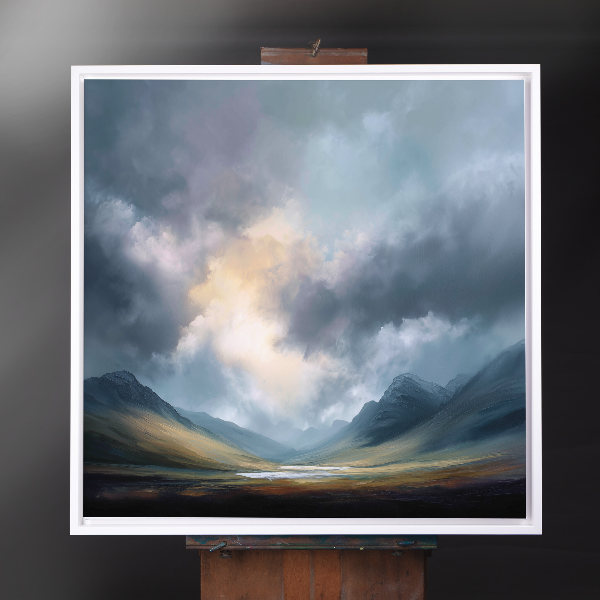 Mountains Abstract Blue Grey Bedroom Decor Wall Art | Modern Landscape Canvas Print - CWF