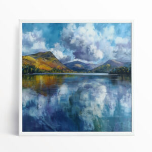 Cornwall Blue Landscape Abstract Living Room Art | Impressionist Wall Decor - WFP