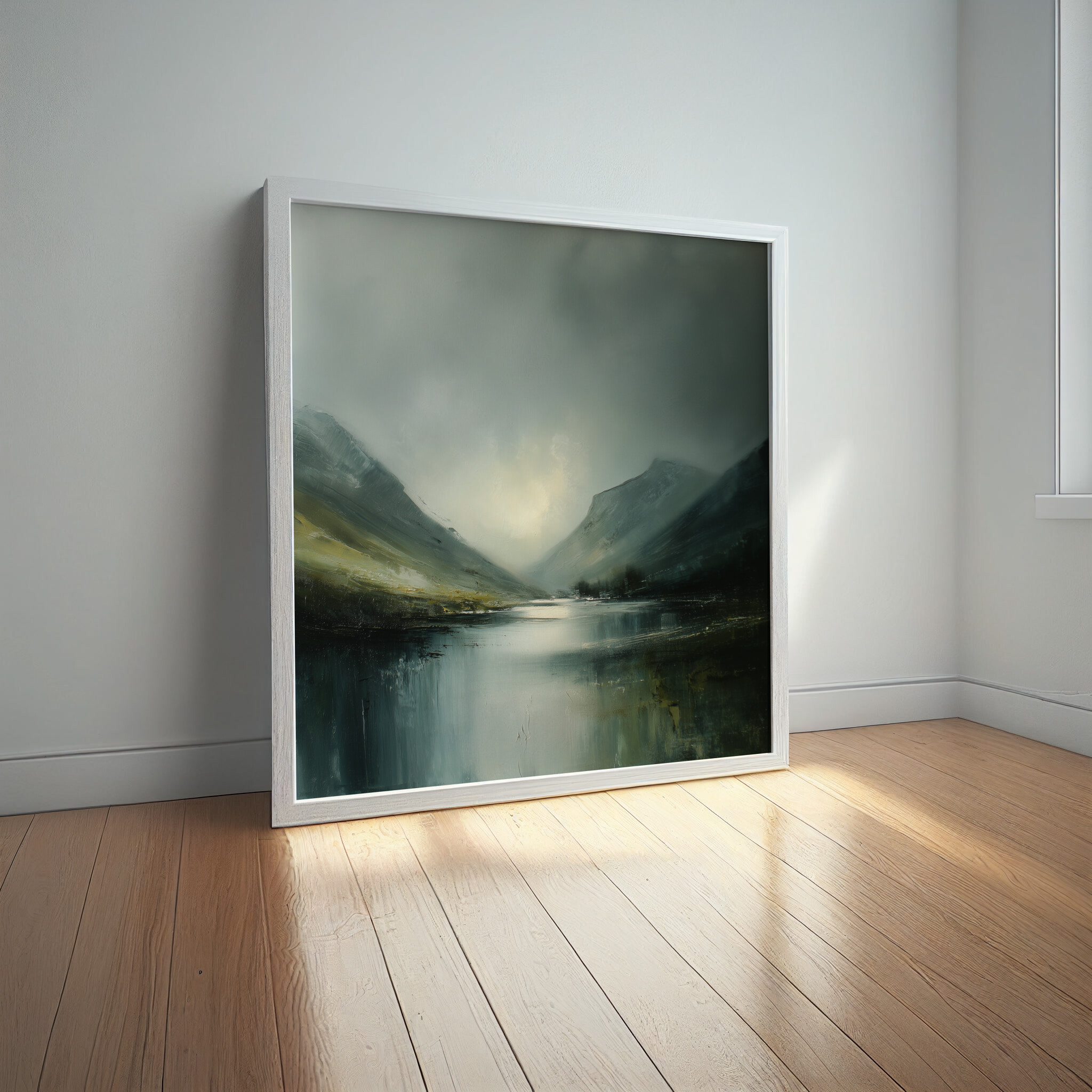 Lake District Abstract Landscape Blue Grey Living Room Wall Art | Scenic Home Decor -  - abstract, landscape, blue art, living room, bedroom decor