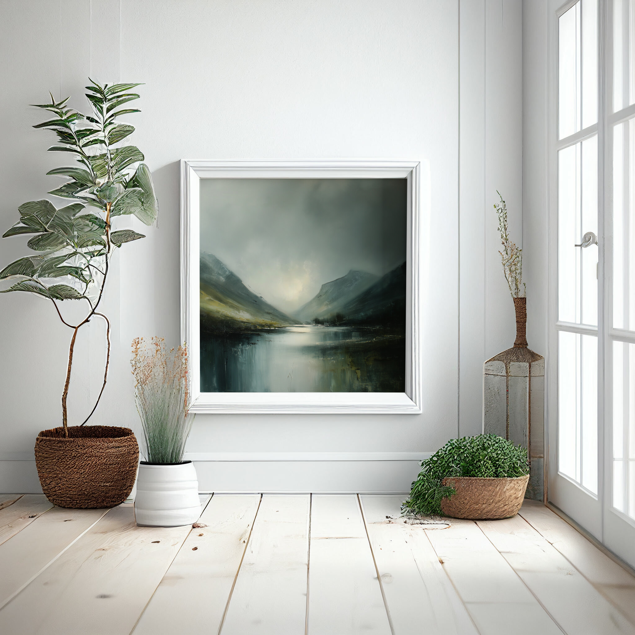 Lake District Abstract Landscape Blue Grey Living Room Wall Art | Scenic Home Decor -  - abstract, landscape, blue art, living room, bedroom decor