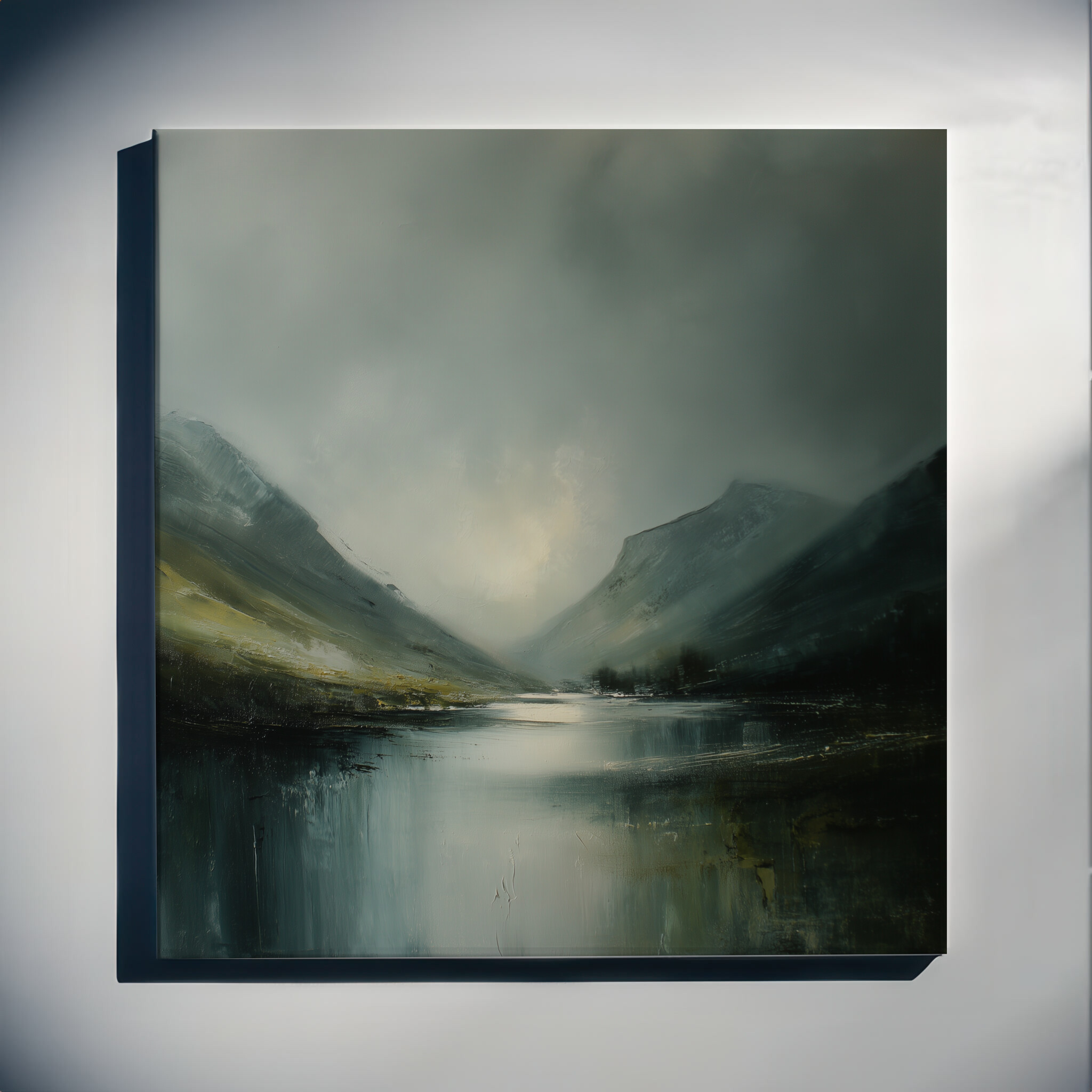 Lake District Abstract Landscape Blue Grey Living Room Wall Art | Scenic Home Decor - C - abstract, landscape, blue art, living room, bedroom decor