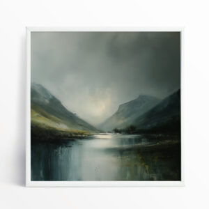 Lake District Abstract Landscape Blue Grey Living Room Wall Art | Scenic Home Decor - WFP - abstract, landscape, blue art, living room, bedroom decor