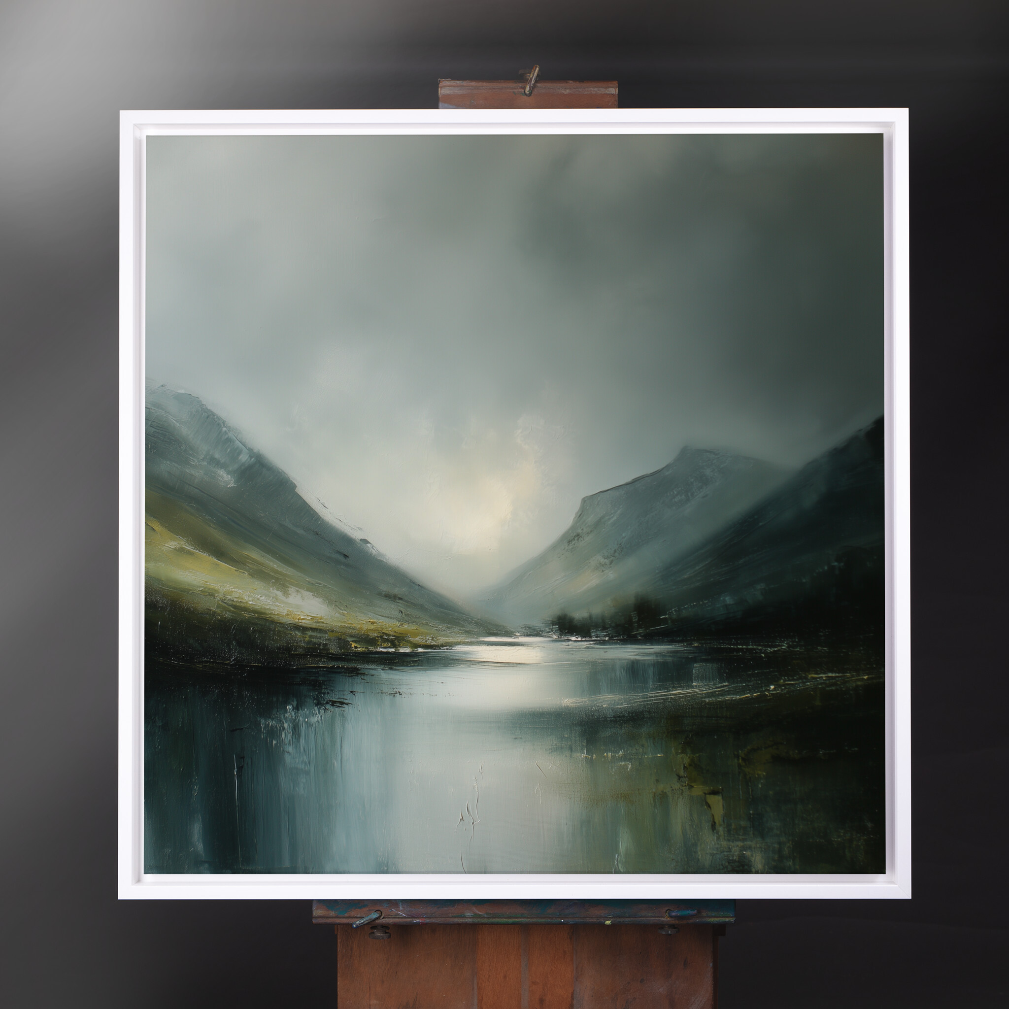 Lake District Abstract Landscape Blue Grey Living Room Wall Art | Scenic Home Decor - CWF - abstract, landscape, blue art, living room, bedroom decor