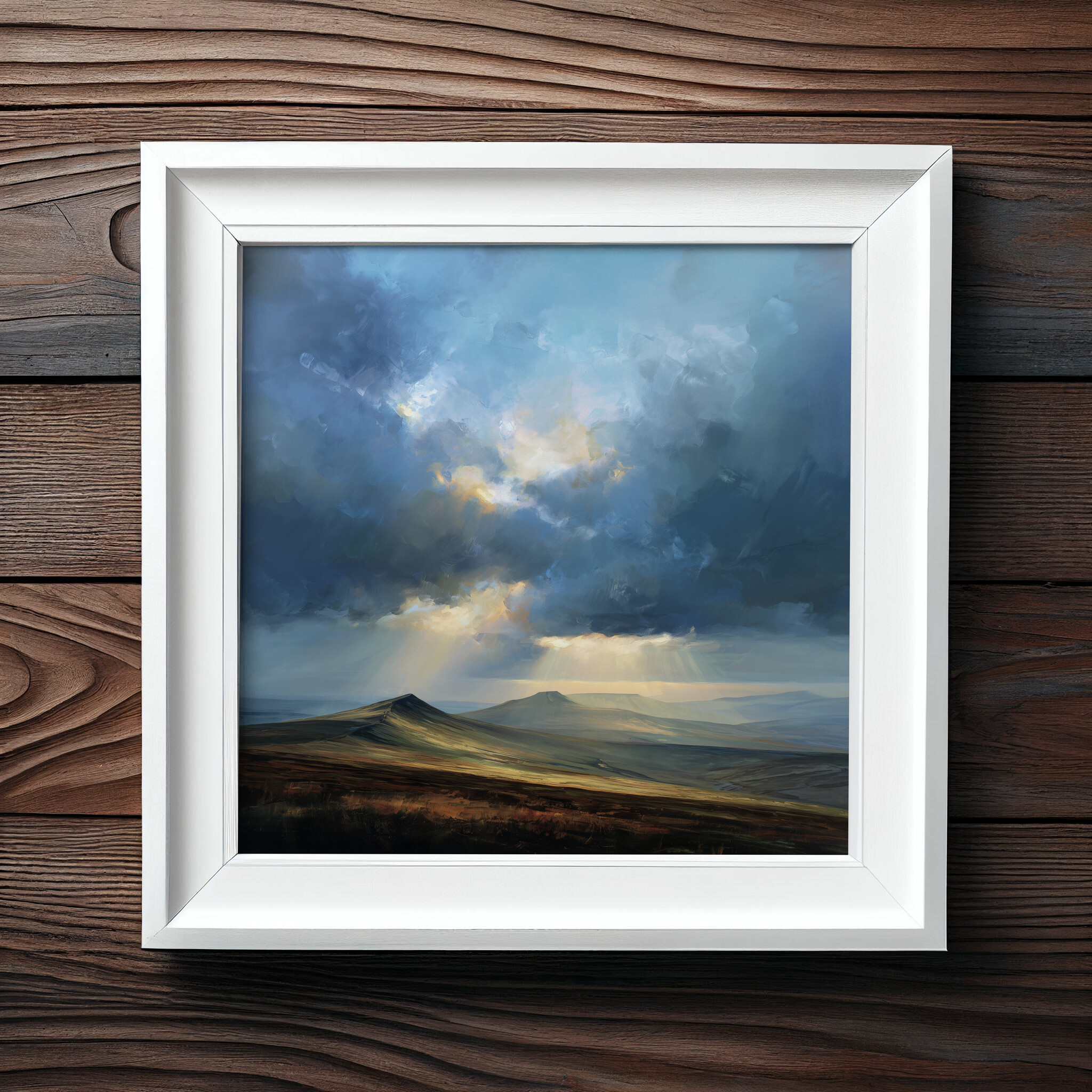 Breacon Becons Impressionist Blue Warm Tones Living Room Wall Art | Canvas Print Home Decor -  - impressionist, landscape, blue art, living room art, bedroom decor