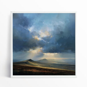 Breacon Becons Impressionist Blue Warm Tones Living Room Wall Art | Canvas Print Home Decor - WFP - impressionist, landscape, blue art, living room art, bedroom decor