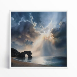 Durdle Door Impressionist Blue Living Room Art | Coastal Wall Decor - WFP - impressionist, landscape, blue art, living room art, bedroom decor