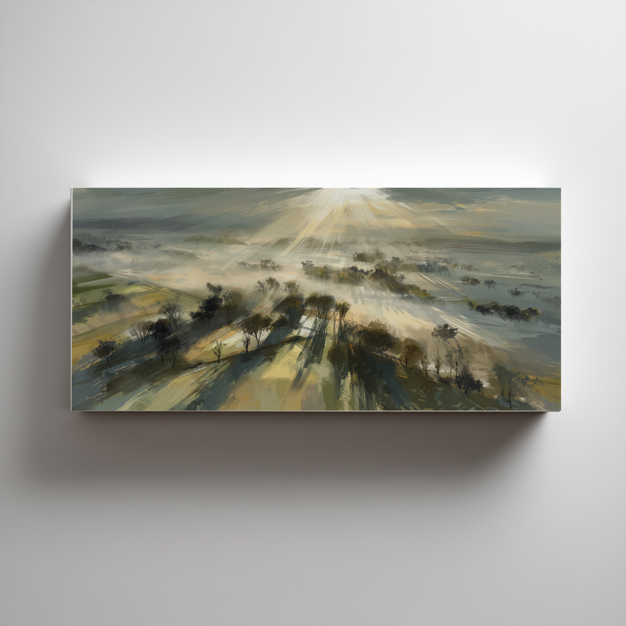 Slayk Abstract Woodland Earth Tones Living Room Wall Art | Modern Landscape Decor - C