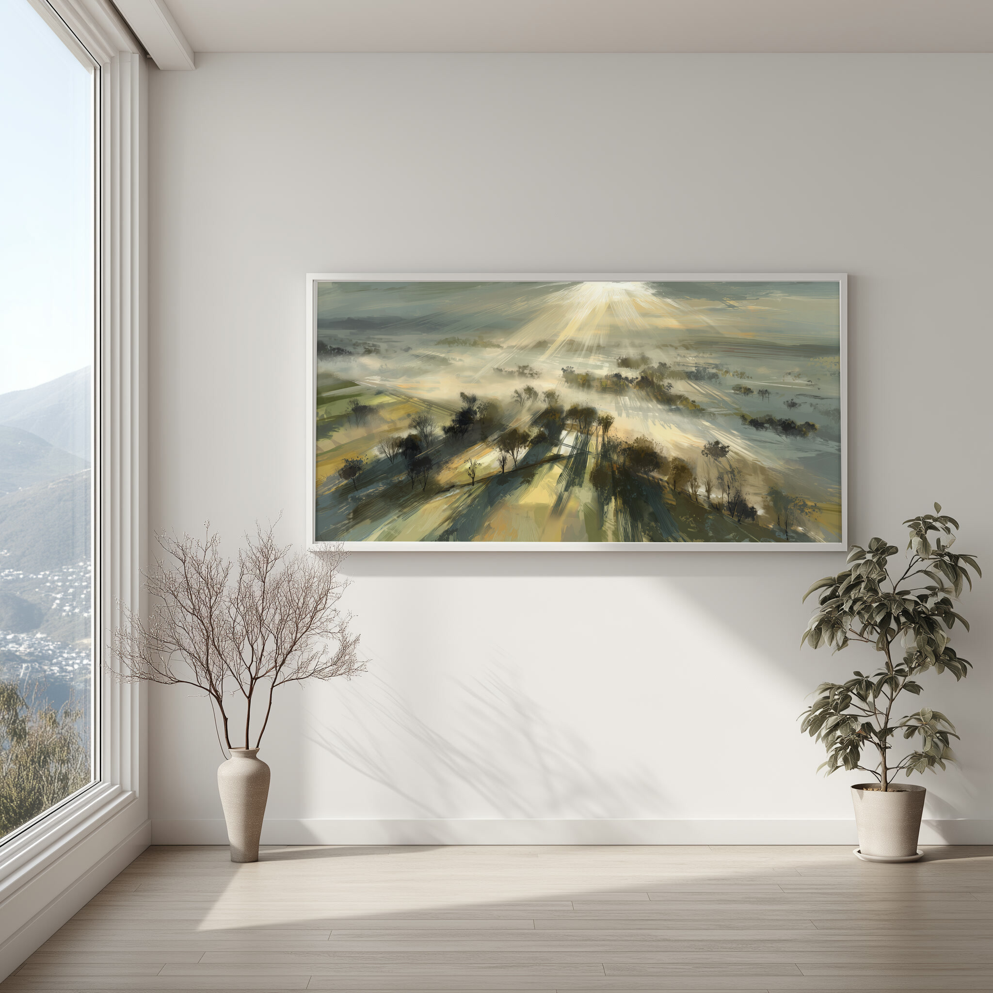 Slayk Abstract Woodland Earth Tones Living Room Wall Art | Modern Landscape Decor -