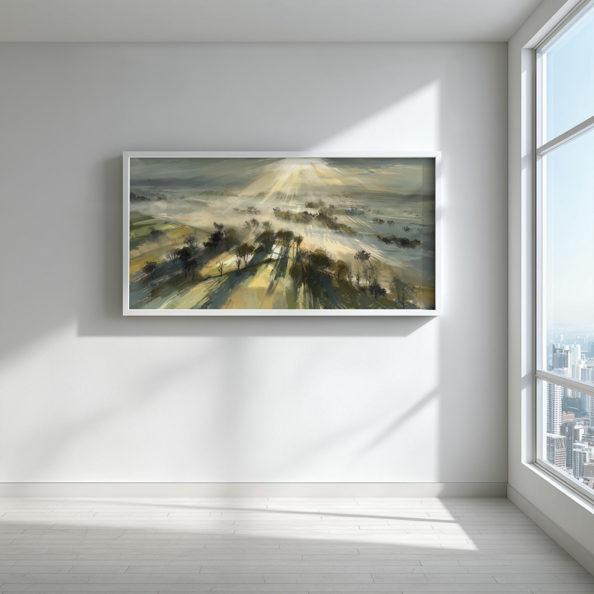 Slayk Abstract Woodland Earth Tones Living Room Wall Art | Modern Landscape Decor -