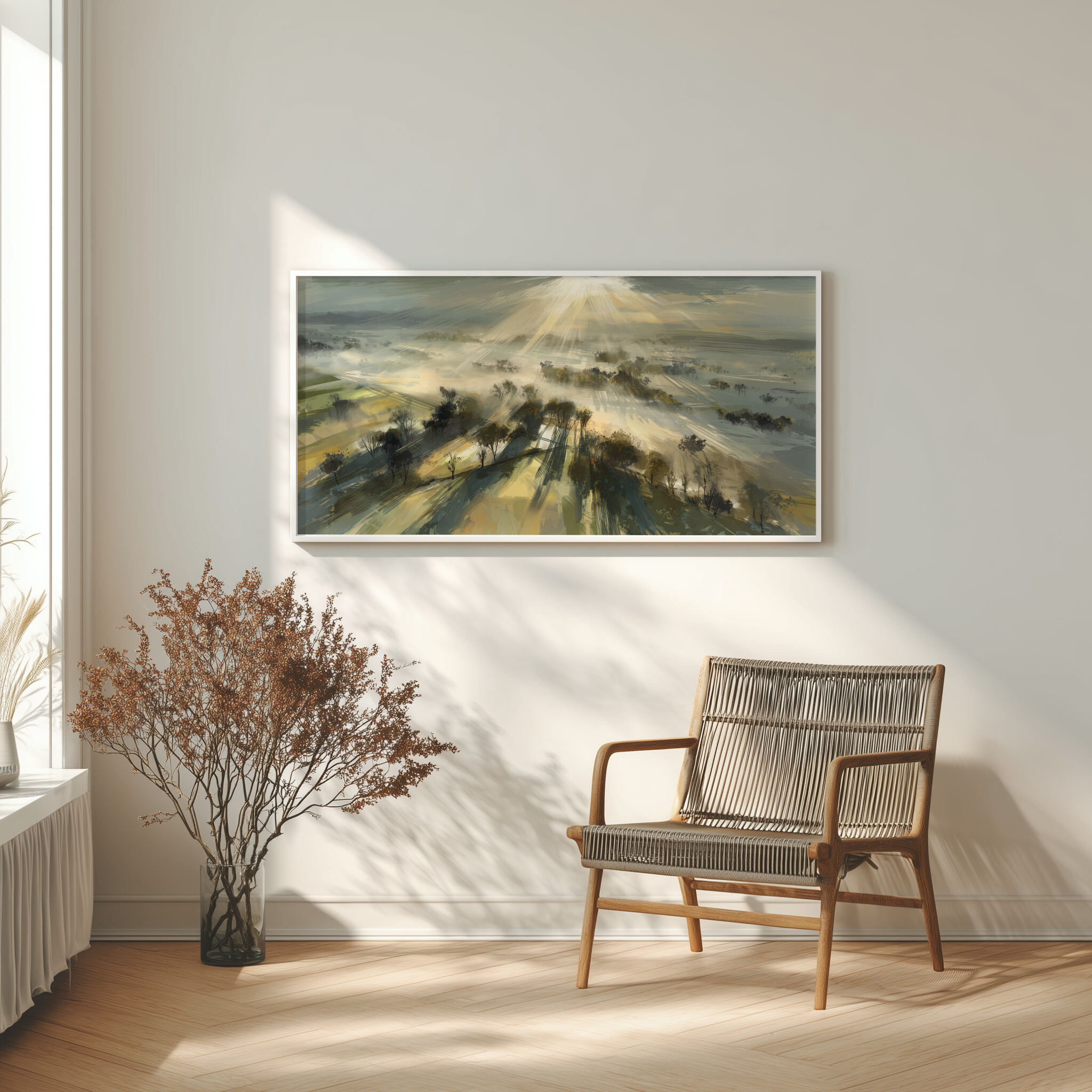 Slayk Abstract Woodland Earth Tones Living Room Wall Art | Modern Landscape Decor -