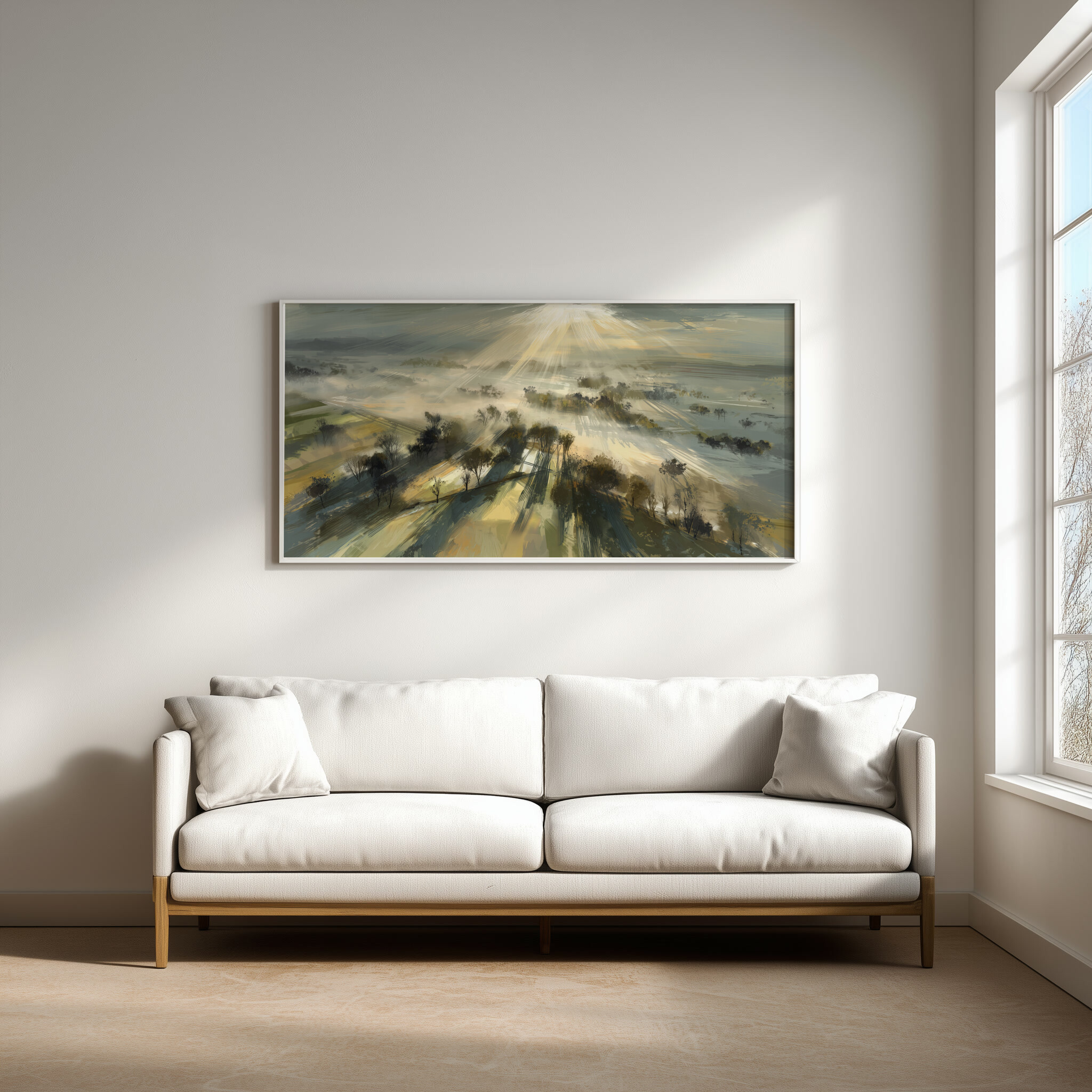 Slayk Abstract Woodland Earth Tones Living Room Wall Art | Modern Landscape Decor -