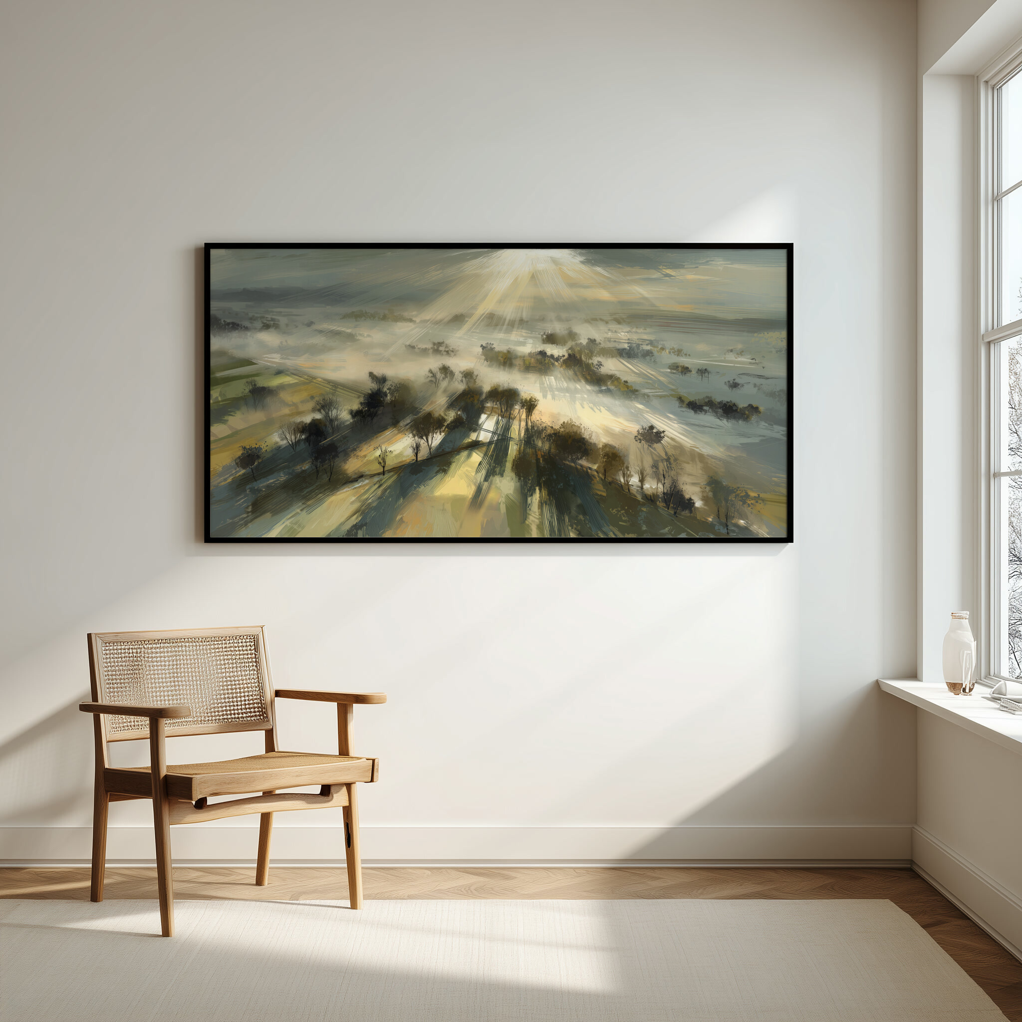 Slayk Abstract Woodland Earth Tones Living Room Wall Art | Modern Landscape Decor -