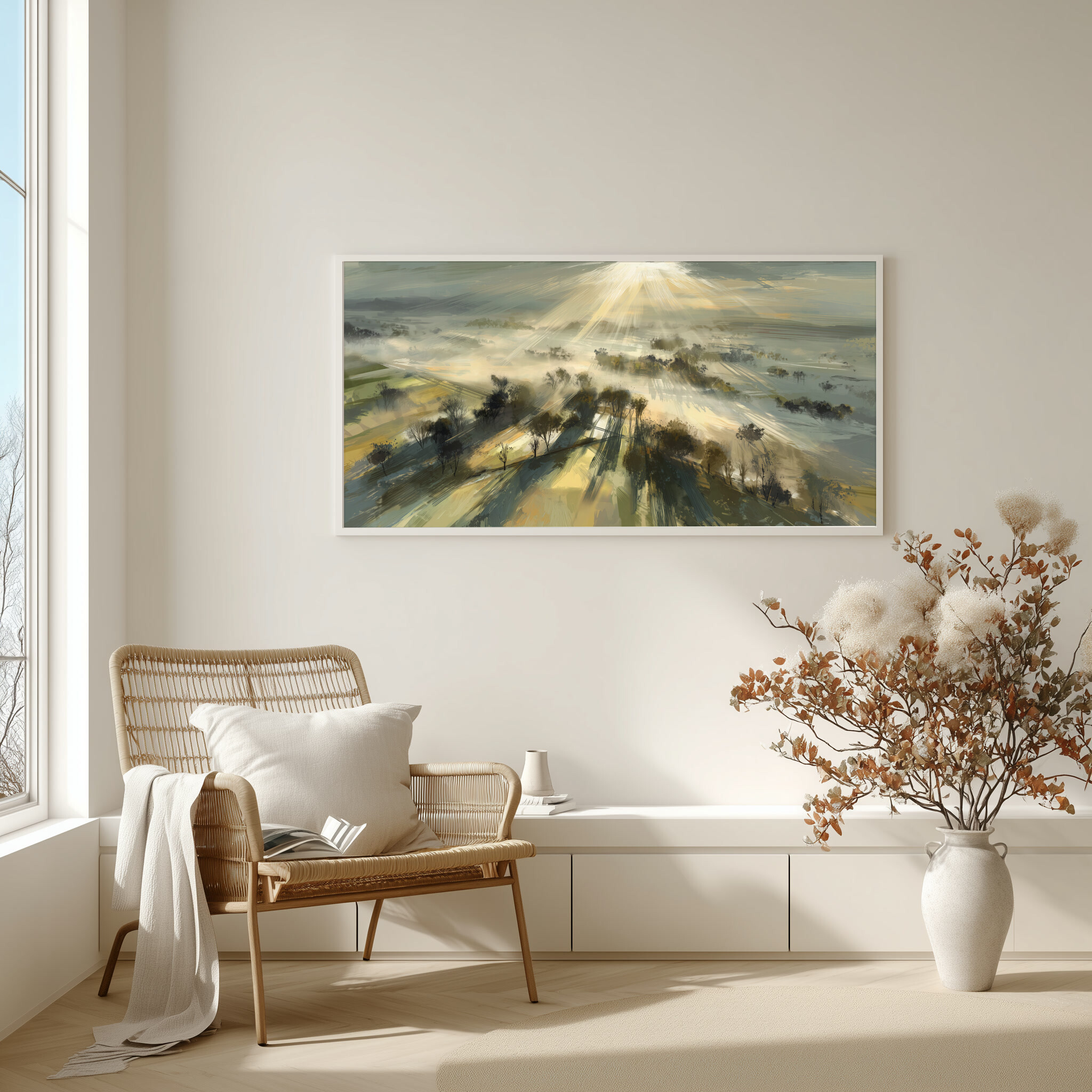 Slayk Abstract Woodland Earth Tones Living Room Wall Art | Modern Landscape Decor -