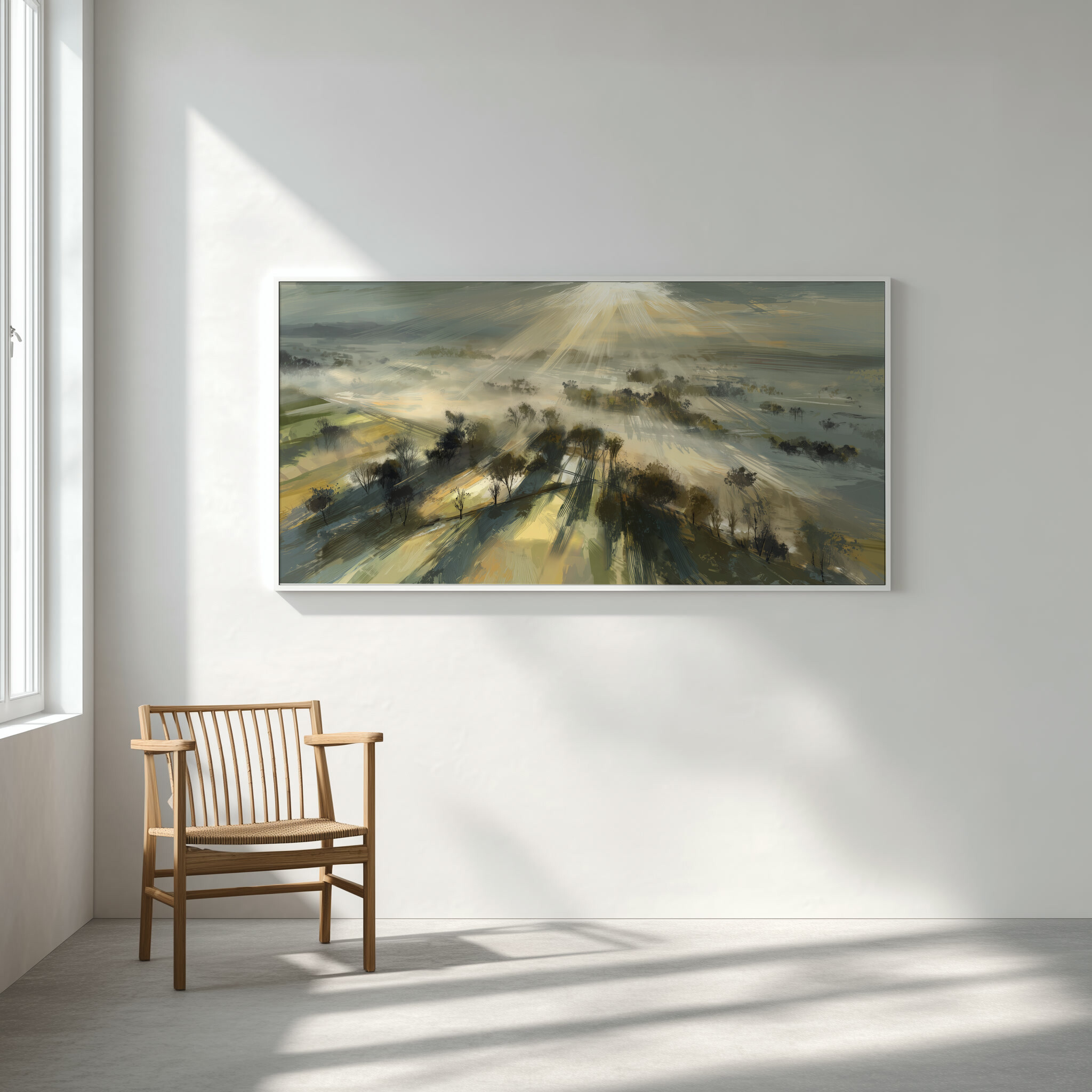 Slayk Abstract Woodland Earth Tones Living Room Wall Art | Modern Landscape Decor -