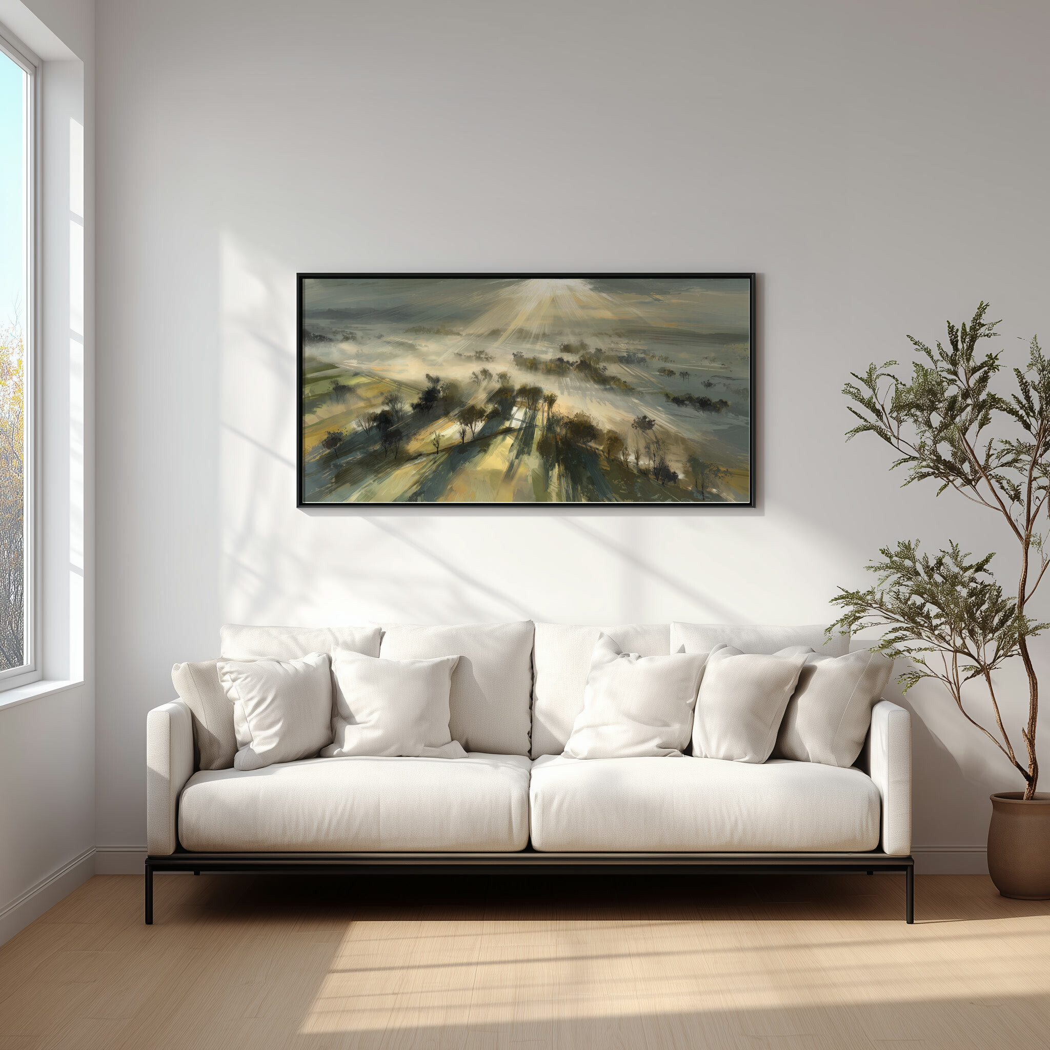 Slayk Abstract Woodland Earth Tones Living Room Wall Art | Modern Landscape Decor -