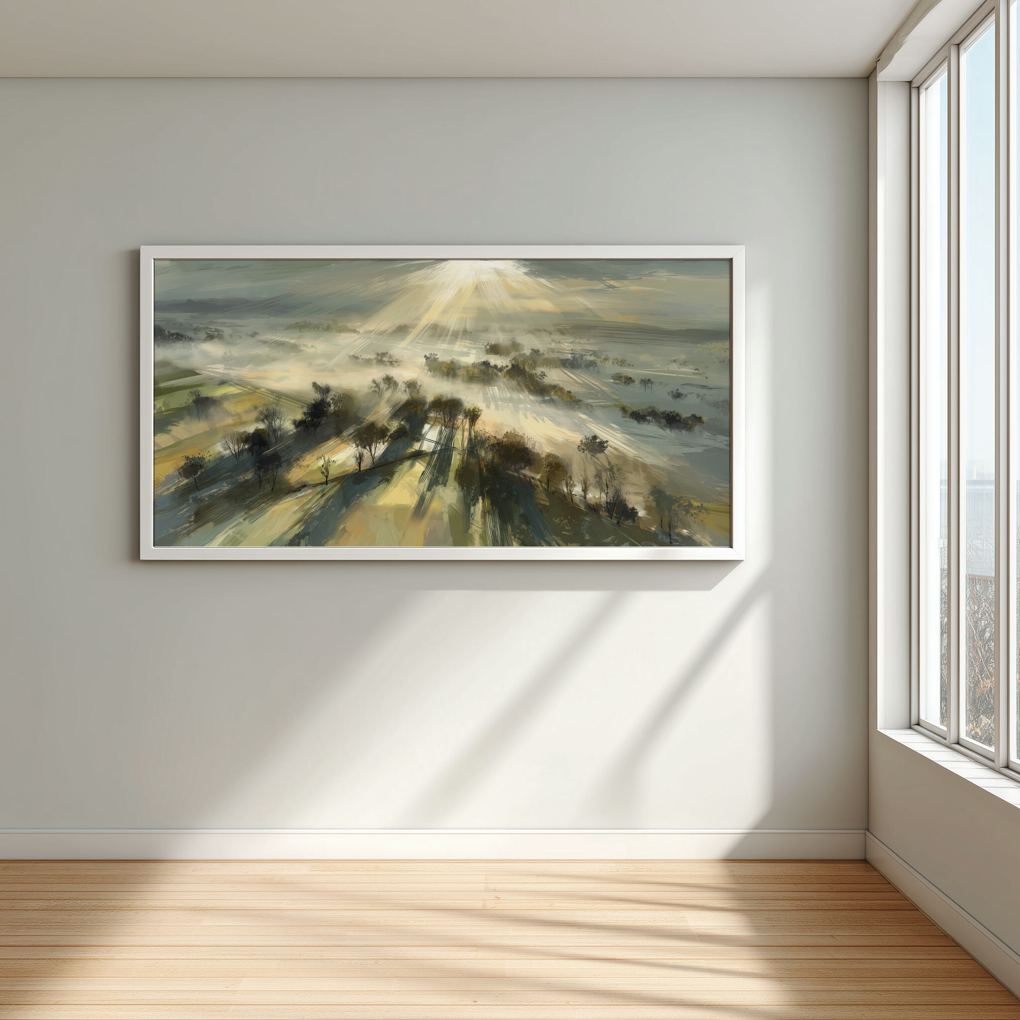 Slayk Abstract Woodland Earth Tones Living Room Wall Art | Modern Landscape Decor -