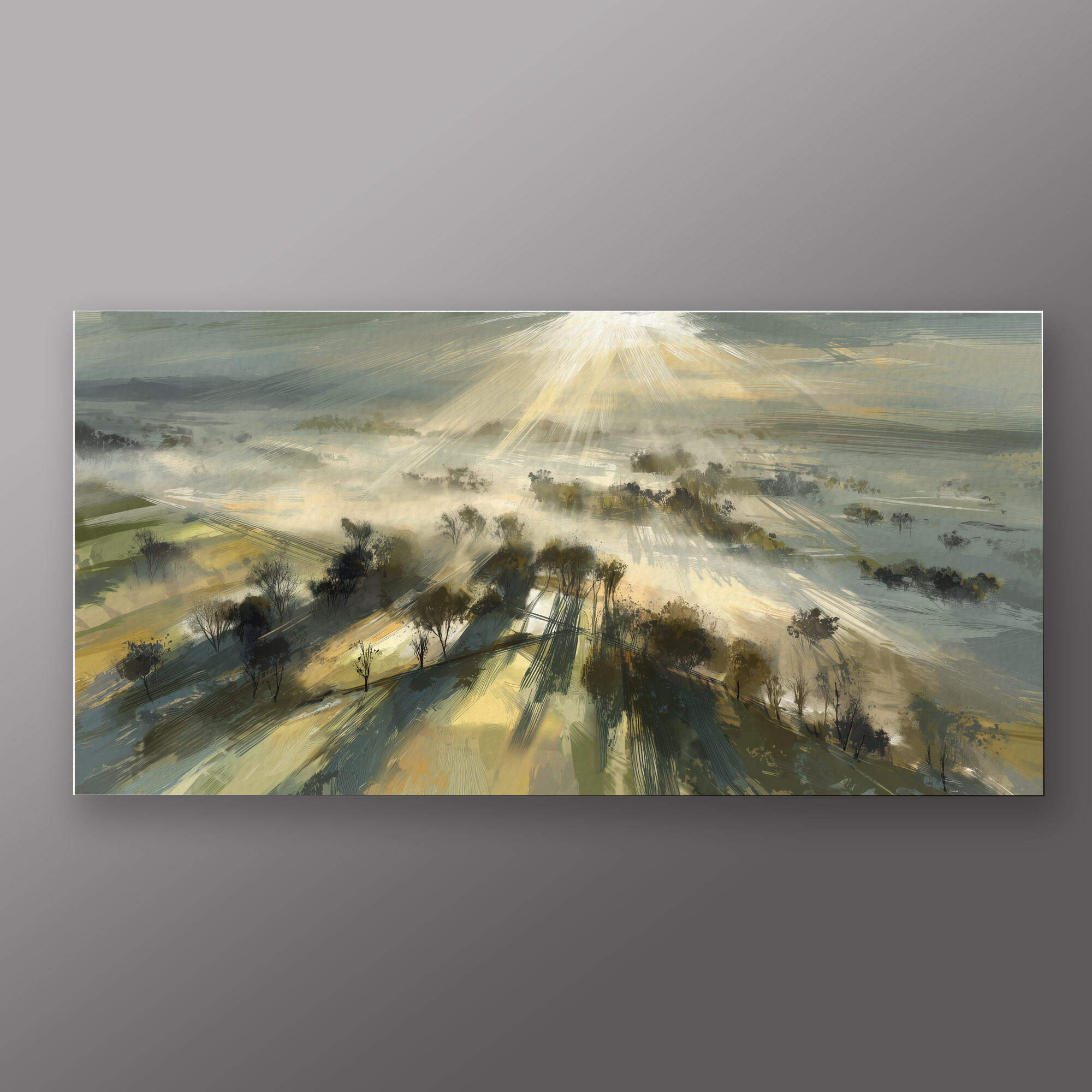 Slayk Abstract Woodland Earth Tones Living Room Wall Art | Modern Landscape Decor - P