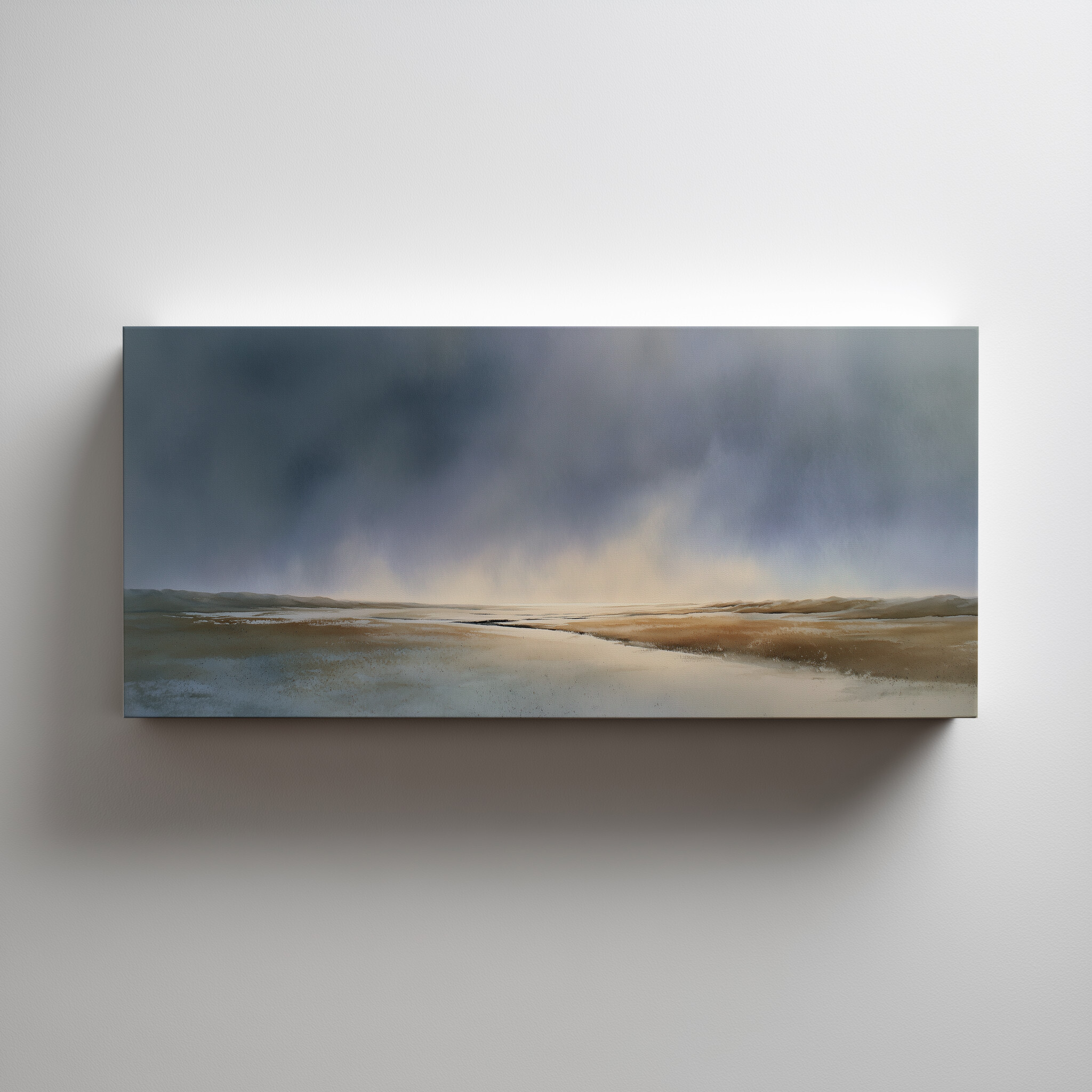 Padre Island Abstract Earth Tones Living Room Art | Blue Landscape Canvas Print - C - abstract, landscape, blue art, earth tones, living room art