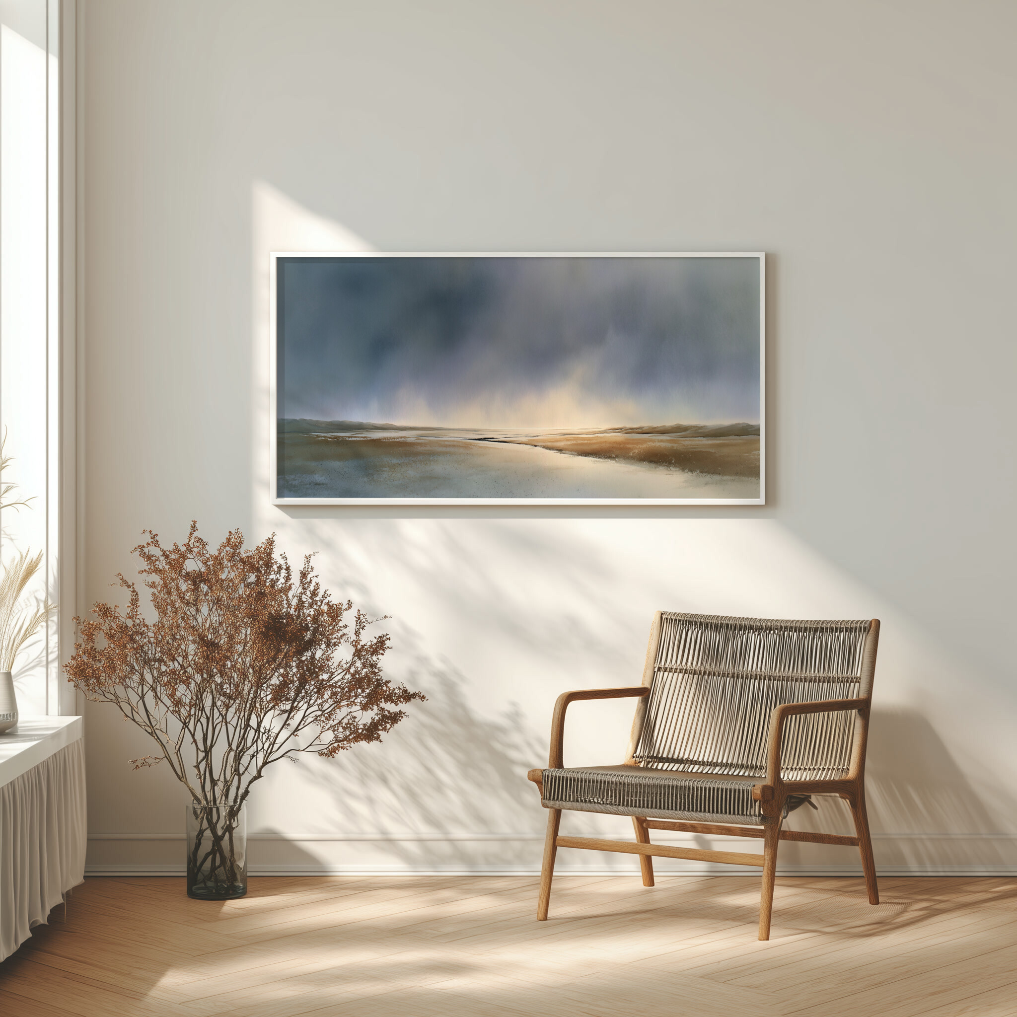 Padre Island Abstract Earth Tones Living Room Art | Blue Landscape Canvas Print -  - abstract, landscape, blue art, earth tones, living room art