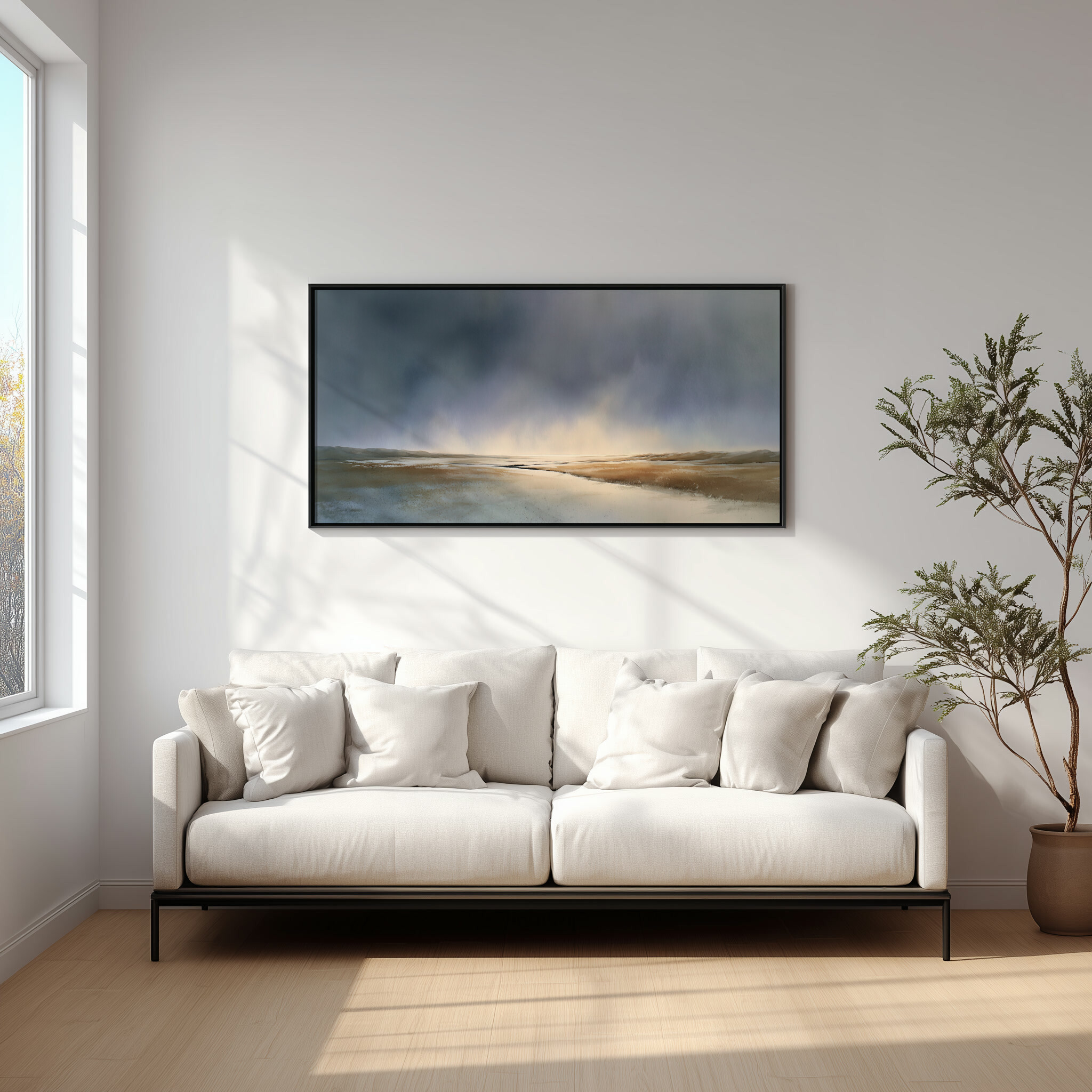 Padre Island Abstract Earth Tones Living Room Art | Blue Landscape Canvas Print -  - abstract, landscape, blue art, earth tones, living room art
