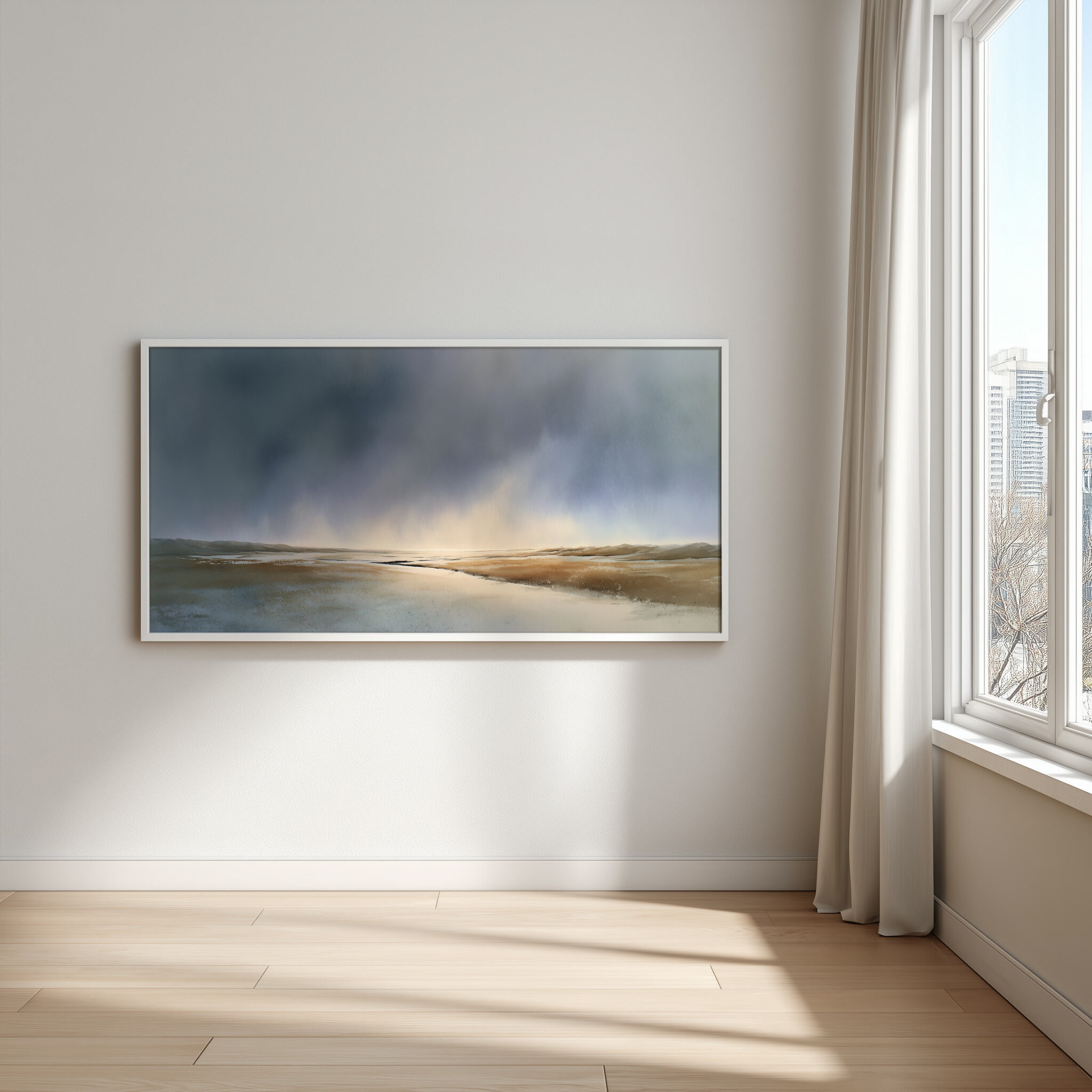 Padre Island Abstract Earth Tones Living Room Art | Blue Landscape Canvas Print -  - abstract, landscape, blue art, earth tones, living room art