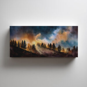 Redwood National Park Abstract Watercolour Landscape Wall Art | Warm Tones for Living Room - C - watercolour, landscape, warm tones, living room art, bedroom decor