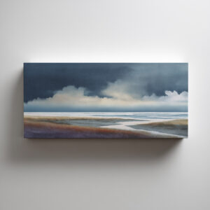 Padre Island Coastal Abstract Blue Living Room Wall Art | Modern Canvas Print - C - abstract, landscape, blue art, living room art, office art